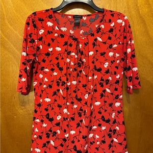 Ann Taylor Red Floral Blouse